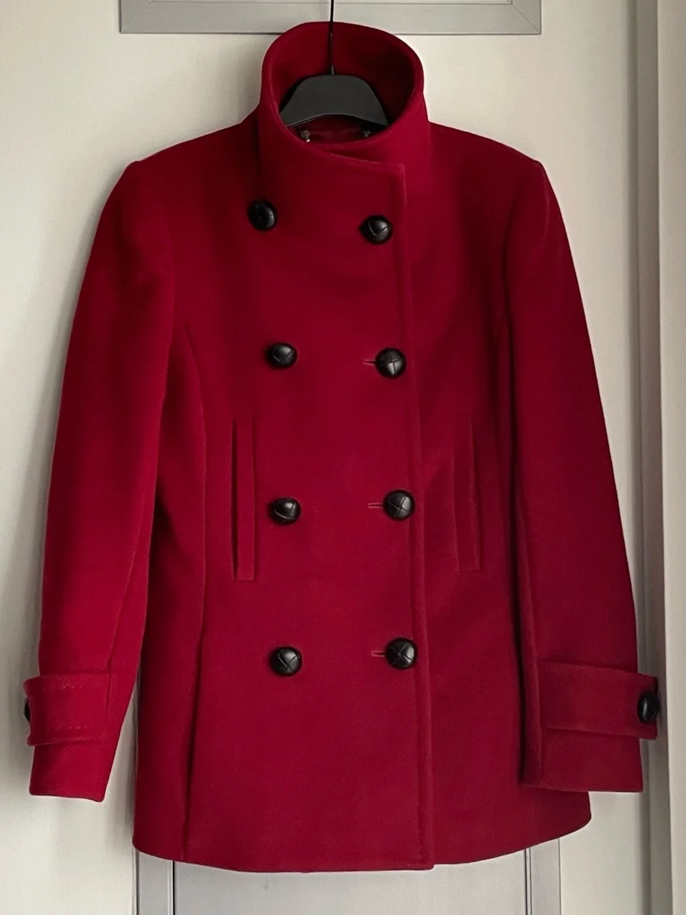 ARITZIA BABABTON Howell Red Pea Coat - Virgin Wool & Cashmere Blend - Picture 5 of 12